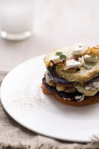 lasagnetta di verdure croccanti con feta e maggiorana